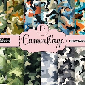 30 Seamless Military Camouflage Digital Papers, Military Scrapbook, US Army Camouflage, US Navy Camouflage, US Air Force Camouflage, 8.5x11