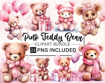 Pink Teddy Bear Balloons Clipart, Baby Shower PNG (23 Files)