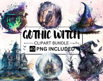 40 PNG Watercolor Gothic Witch Clipart, witch clipart PNG, Magic Clipart, Magical Gothic PNG, Witchcraft png, Gothic Witchcraft Clipart
