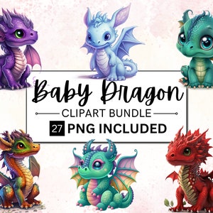 27 Aquarell bunte Fantasy Drachen Clipart, Drache Png, Drachen Clipart, Aquarell Drache Clipart, Kawaii Drache Fantasy Clipart