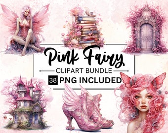 38 PNG Watercolour Pink Fairy Clipart, Fairies png, Fantasy Art, Fairy Tale Art, Fairy Garden Clipart, Pink Forest Fairy Sublimation Files