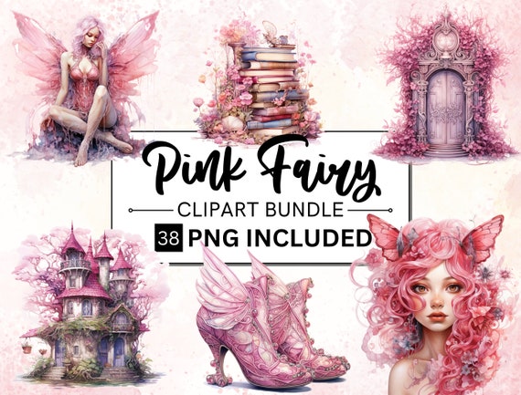 38 PNG Watercolour Pink Fairy Clipart, Fairies png, Fantasy Art, Fairy Tale Art, Fairy Garden Clipart, Pink Forest Fairy Sublimation Files