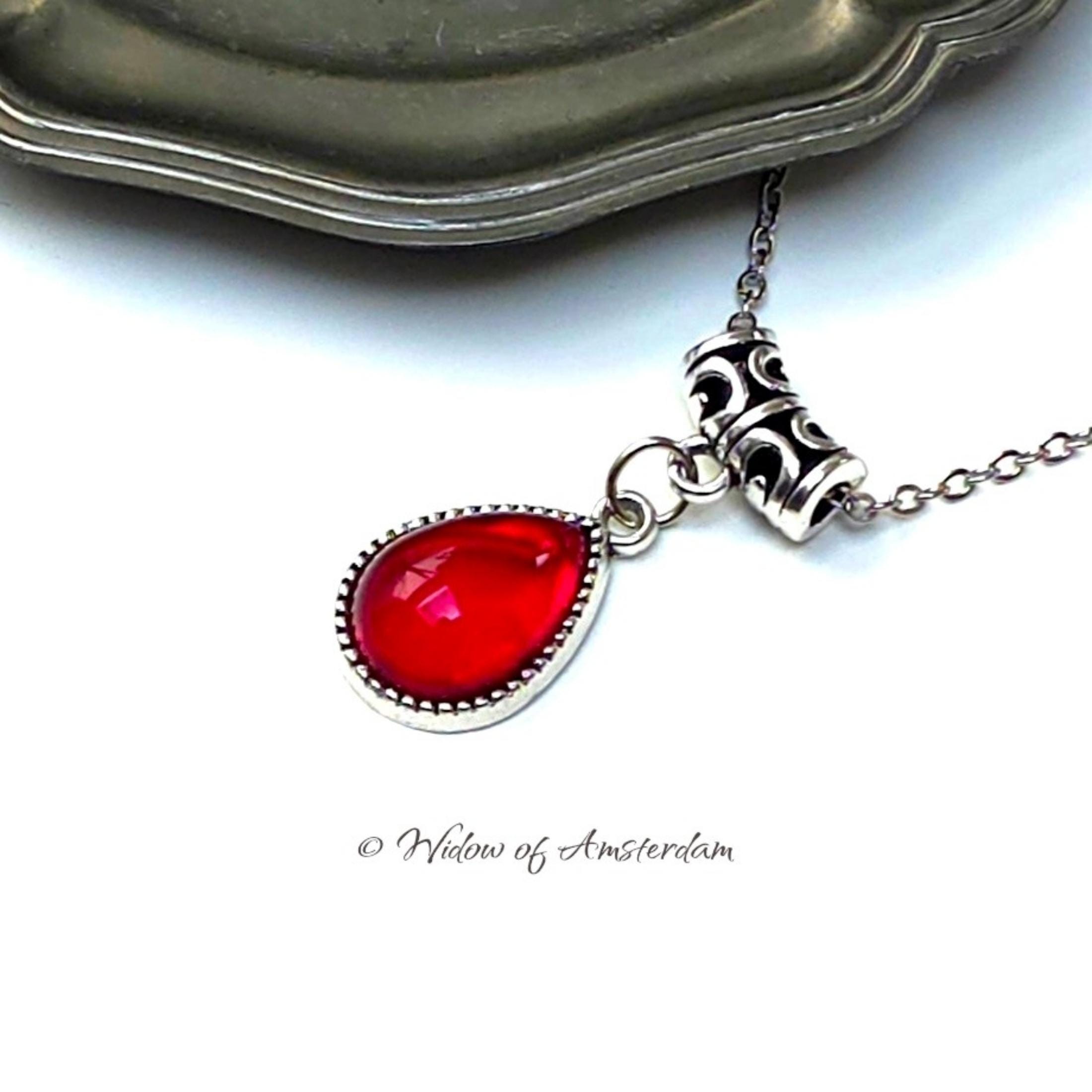 Blood Drop Necklace - Vampire Gothic Pendant - Stainless Steel Chain - Etsy