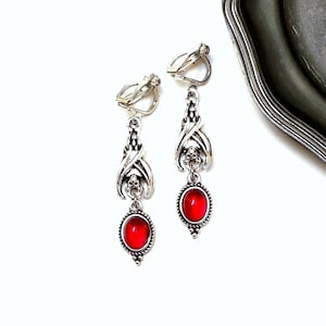 Vleermuis oorbellen - Bloedrode hangers - Vampire Gothic - Clip-on of oorhaakjes