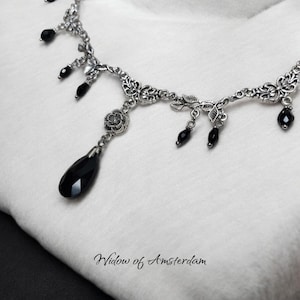 ★PEARLY MORE★ black rose string necklace NSPB01MABeadedBlackSpinelGemst