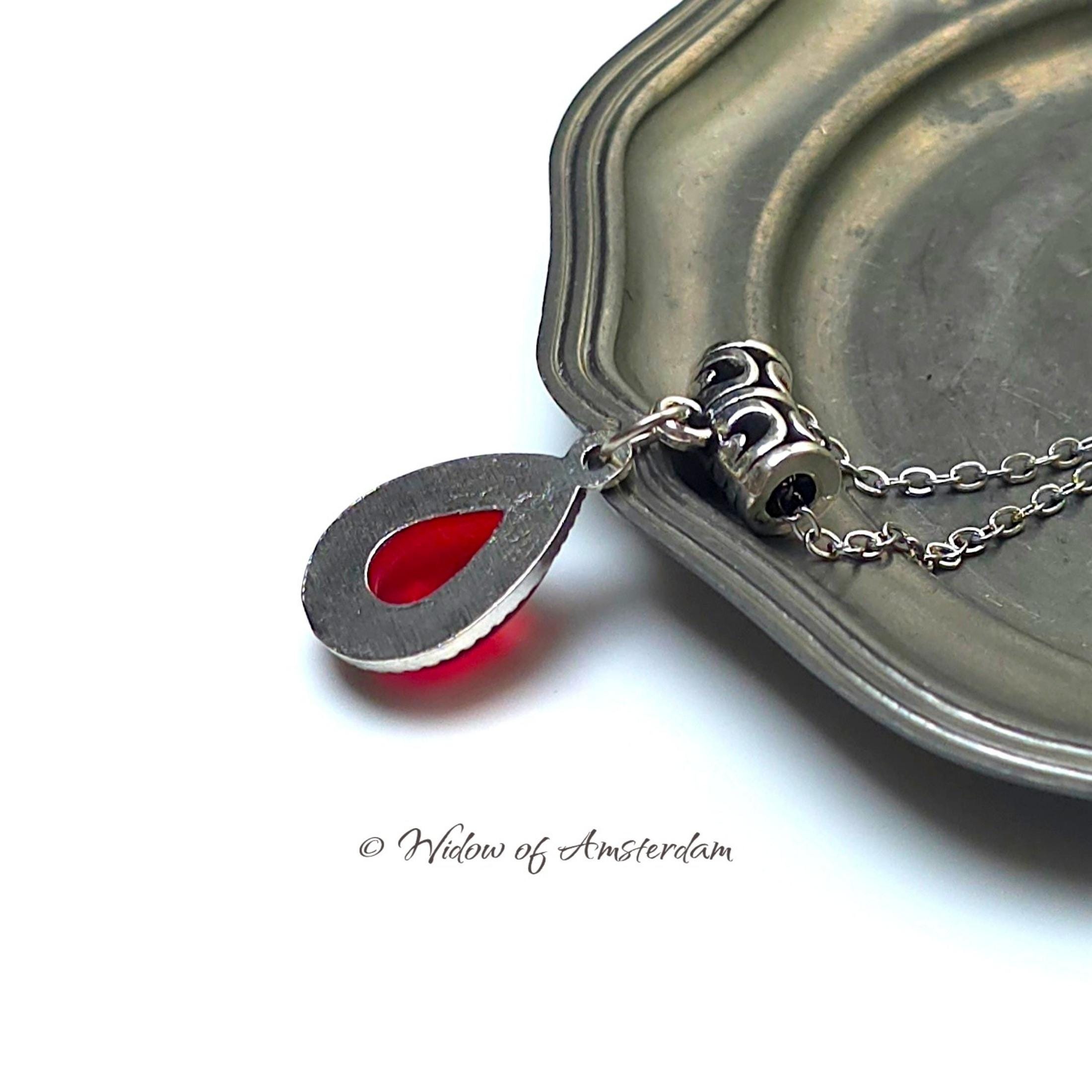 Blood Drop Necklace - Vampire Gothic Pendant - Stainless Steel Chain - Etsy