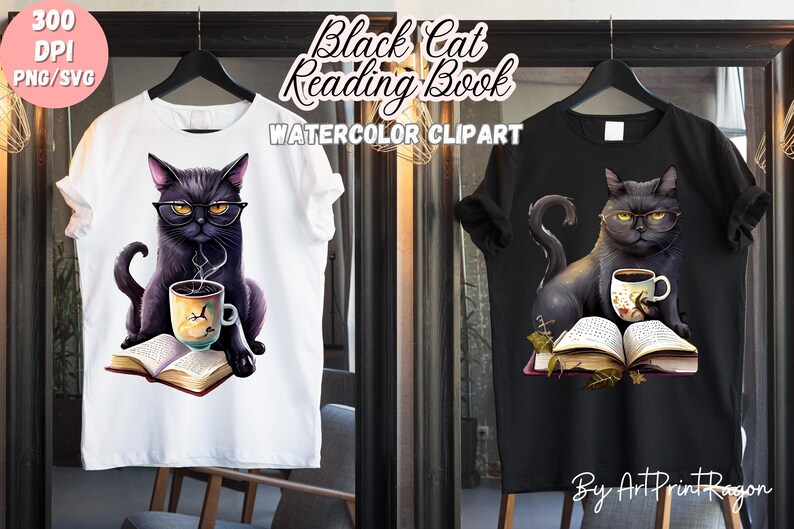 Black Cat Svg Cats Png Black Cat Reading Book Svg Cat - Etsy