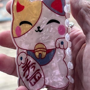 Lucky cat hair clip. banana clip