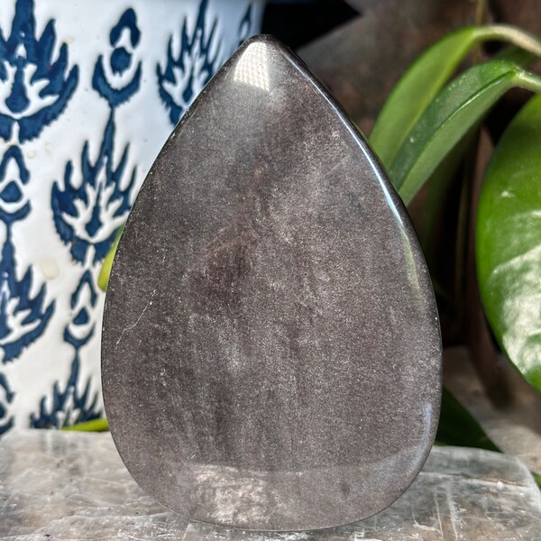 Silver sheen obsidian tear drop Flashy crystal