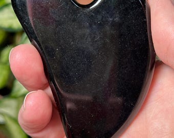 Black obsidian Gua Sha face tool. skin smoother. lymphatic drainage
