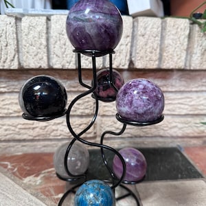 7 spot sphere stand 8.5 inches tall  black or copper color, rose gold