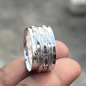 Spinner Ring, Worry Ring, Sterling Silver Ring for Women, Boho Chunky Ring, Wide band Fidget Ring, Ethnic Ring,Handmade Ring,Meditation Ring image 2