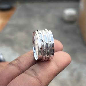 Spinner Ring, Worry Ring, Sterling Silver Ring for Women, Boho Chunky Ring, Wide band Fidget Ring, Ethnic Ring,Handmade Ring,Meditation Ring image 3