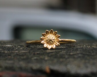 Sunflower Ring, Fidget Ring, Anxiety Ring, Flower Ring, Boho Ring, Meditation Ring,Handmade Ring, 925 Sterling Silver, Dainty Ring, Gift Her
