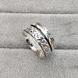 925 Silver Ring, Handmade Ring, Designer Ring, Spinner Ring, Meditation Ring, Thumb Ring, Women Ring, Band Ring, Fidget Ring, Gift For Women