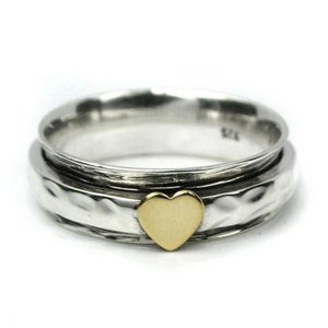 Heart Spinner Ring, Meditation Ring, Women Ring, Love Ring,Spinner Ring,Anxiety Ring,Worry Ring,Anniversary Ring,Fidget Ring,925 Silver Ring