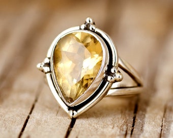 Natural Citrine Ring, Beautiful Ring, Gemstone Ring, Handmade Ring, Women Ring, Solid 925 Silver Ring, Statement Ring, Boho Jewelry