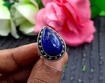 Lapis Lazuli Ring, 925 Silver Ring, Gemstone Ring, Handmade Ring, Designer Ring, Natural Lapis Lazuli, Adjustable Ring, Women Ring, Gift Her