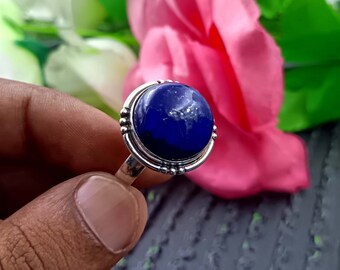 Lapis Lazuli Ring, Natural Lapis Lazuli, Statement Ring, Handmade Ring, Gemstone Ring, 925 Silver Ring, Boho Ring, Dainty Ring, Women Ring