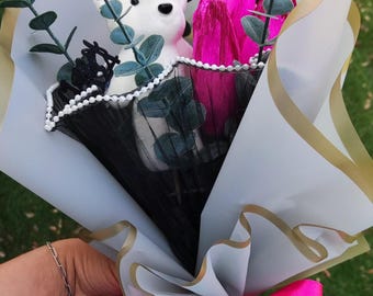 Ferrero Rocher Chocolate Bouquet with Little Bear. Graduation Gift.