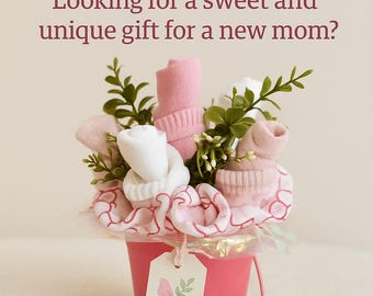 Mini Sock Bouquet: Baby Shower Centerpiece, Table Decor, Practical Gift.