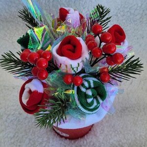 Baby Sock Bouquet, New Mom Hospital Gift, Newborn Essentials Arrangement Red