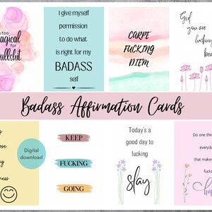 Druckbare Badass Affirmationskarten - Fluch Affirmationskarten - Affirmationskarten für Erwachsene - Digitale Fluchkarten - Fluch hilft