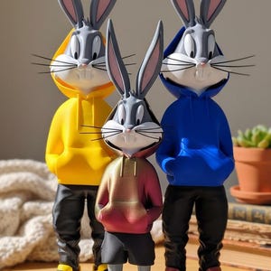 XXL 75 cm Bugs Bunny Urban Bunny 3D-geprint designfiguur – Aanpasbare kleuren, unieke streetwearstijl, perfect voor verzamelaars!