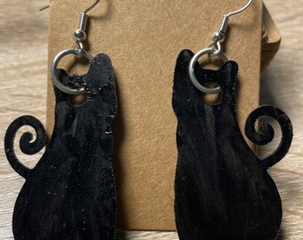 Black cat earrings
