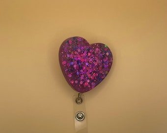 Purple & Pink Glitter Retractable ID Badge