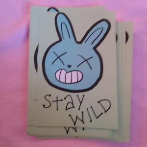 Carte postale lapin RESTEZ SAUVAGE