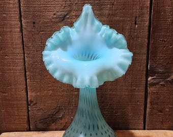 フェントン ブルー オパールセント ホブネイル フリル ボウル　Fenton FENTON フェントン ホブネイル ブルーオパールセント コンポート
