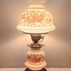 Vintage Floral Hurricane Lamp