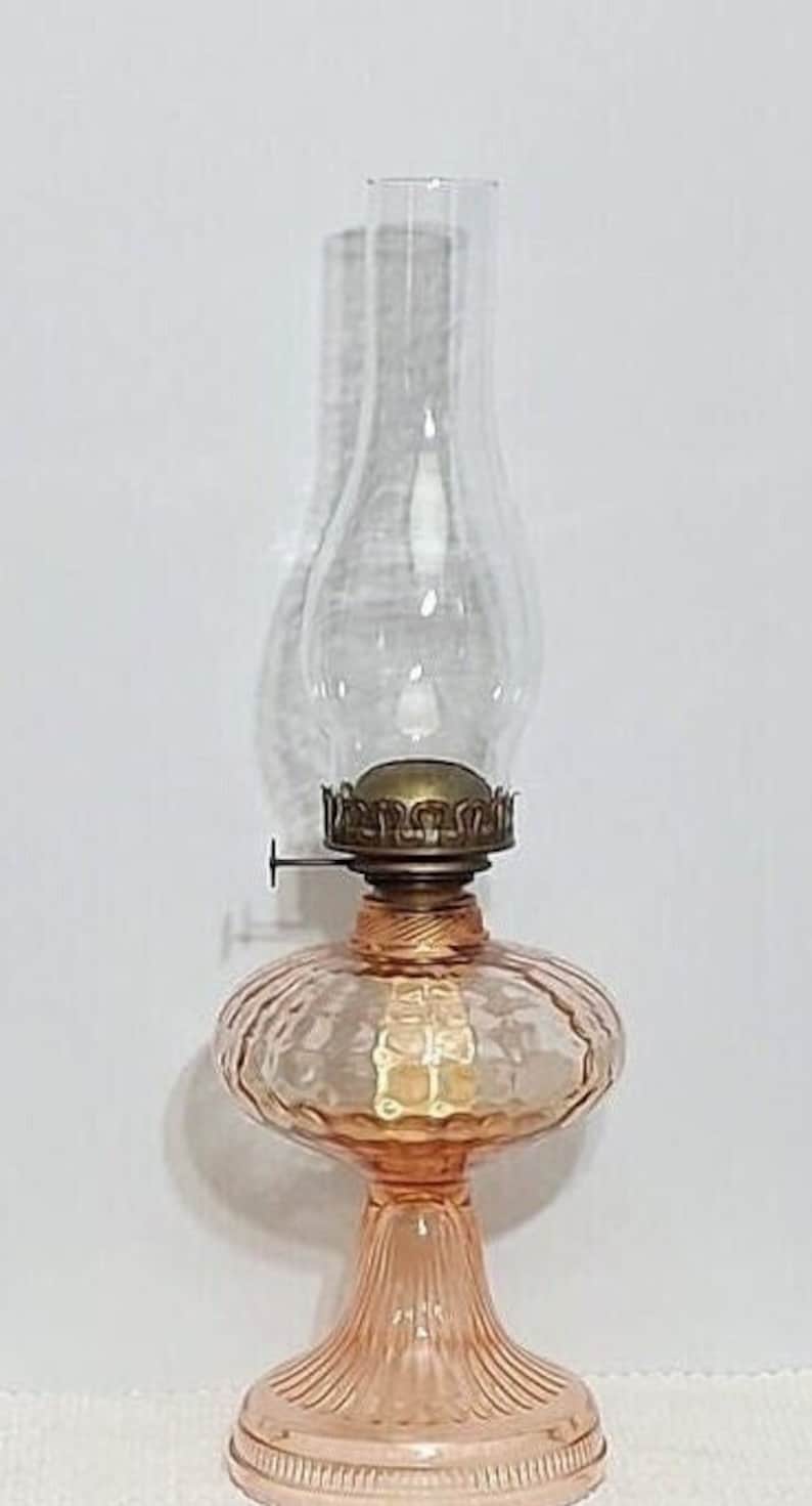 Vintage Pink Depression Glass Oil Lamp Etsy