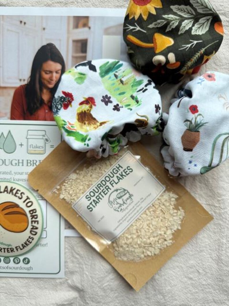 Beginner Sourdough Starter Kit with Starter Flakes, Recipe Guide, and Jar Cover bild 4