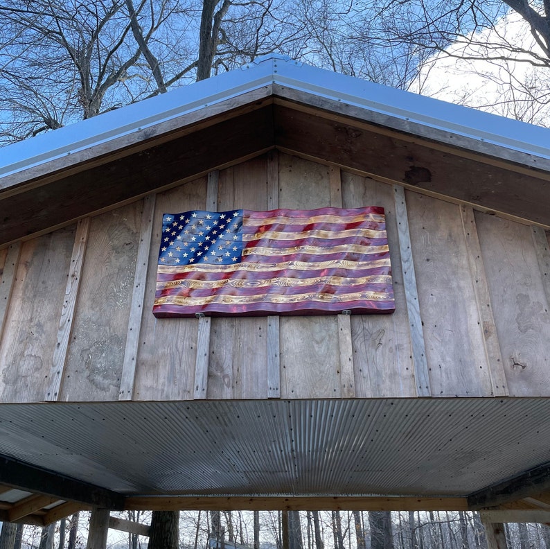 Wavy Wooden American Flag Rustic Flag Classic American Flag Etsy