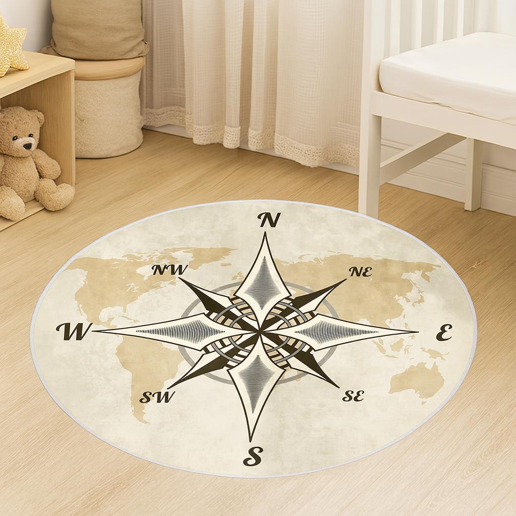 World Explorer Rug Compass World Map Round Rug for Explorer Kids - Etsy