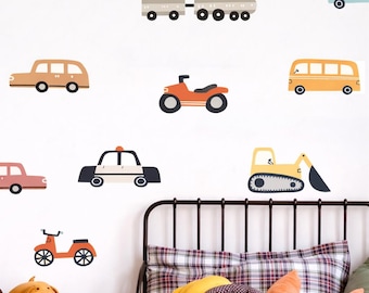 Calcomanías de pared para vehículos, coches, camiones, decoración de habitación infantil, despegar y pegar