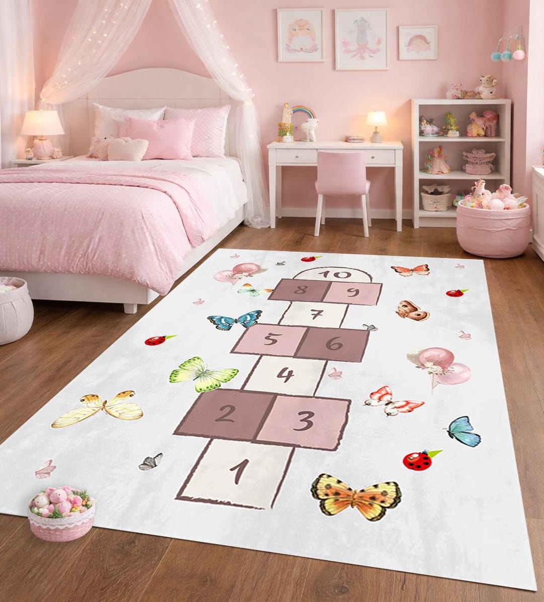 Play Area Rug Design Hopscotch Play Area Rug - Kids Game Carpet - Educational Nursery Rug ...