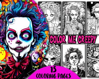 Colorami libro da colorare inquietante per adulti, pagine da colorare spettrali, download istantaneo, pagine da colorare PDF stampabili, stampe inquietanti, pagine horror