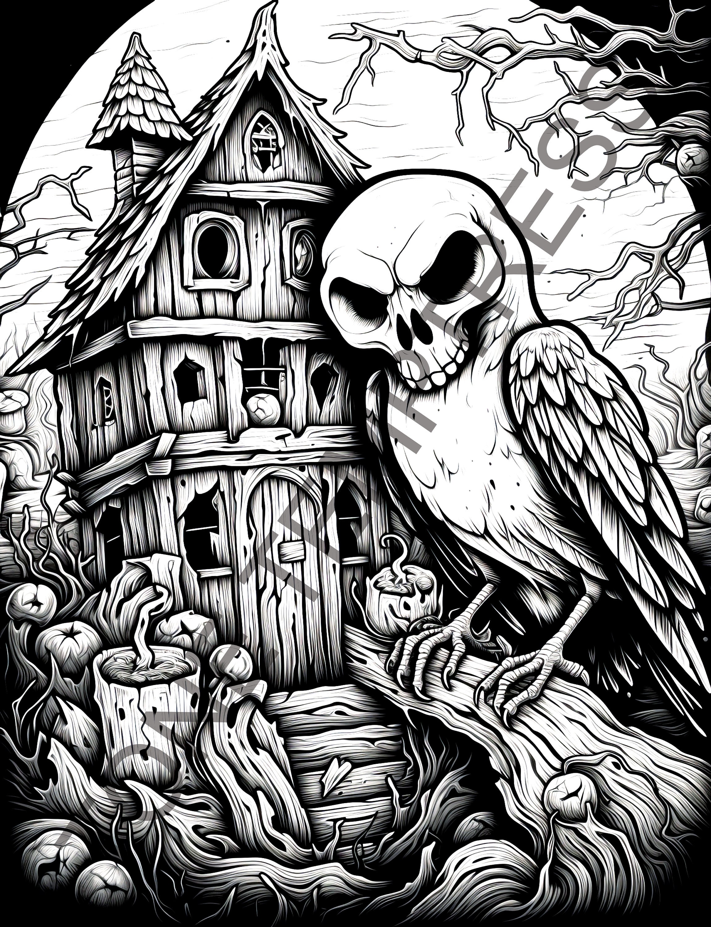 40 Spooky Animals Coloring Book for Adults, Creepy and Horror Coloring ...