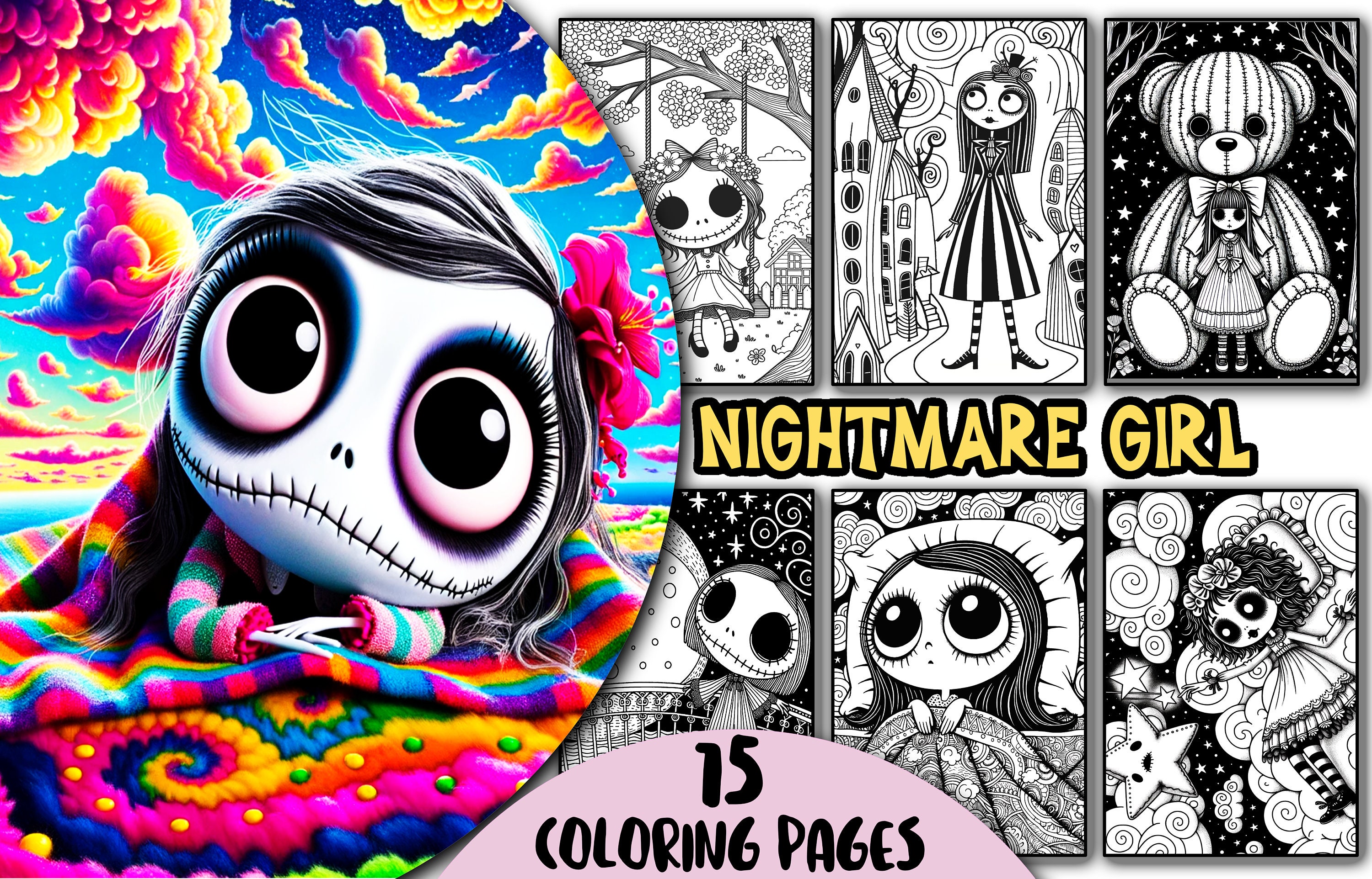 Nightmare Girl Coloring Book for - Il Fullxfull.5404394376 A8zy 