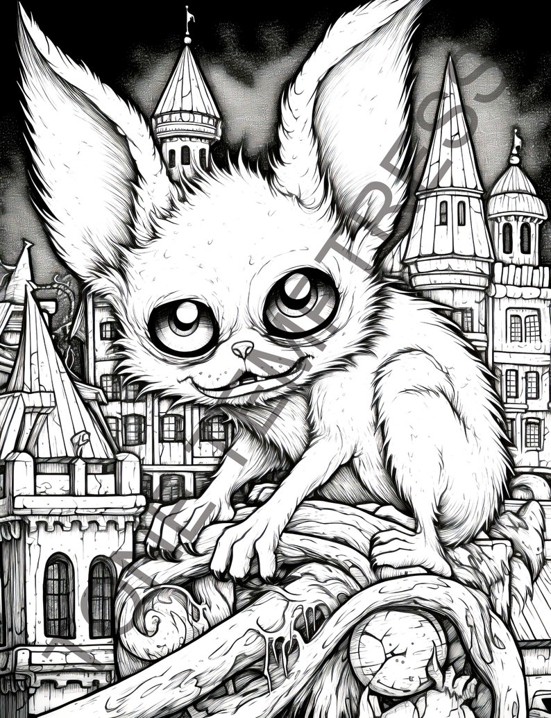 40 Spooky Animals Coloring Book for Adults, Creepy and Horror Coloring ...