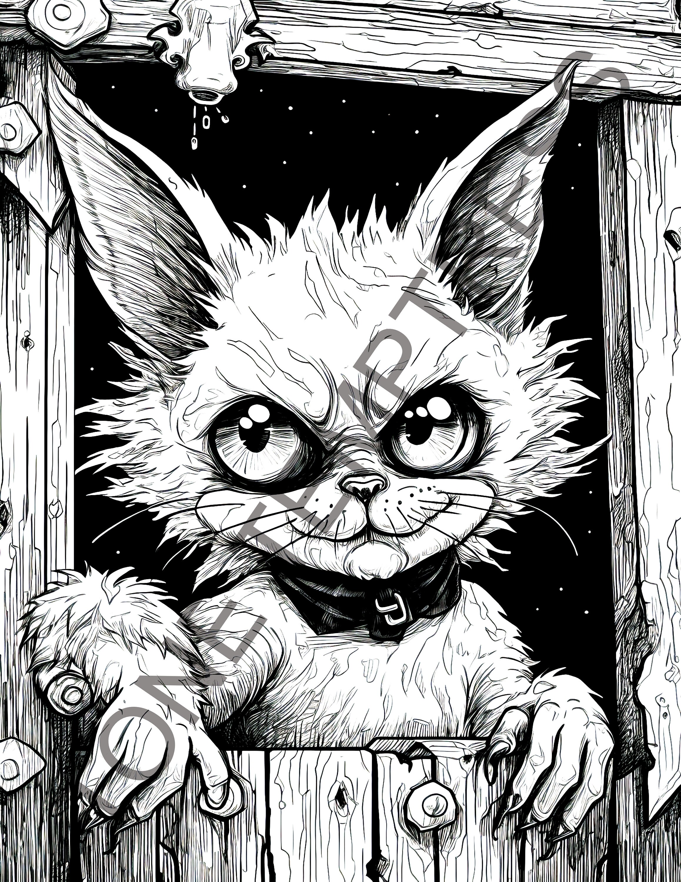 40 Spooky Animals Coloring Book for Adults, Creepy and Horror Coloring ...