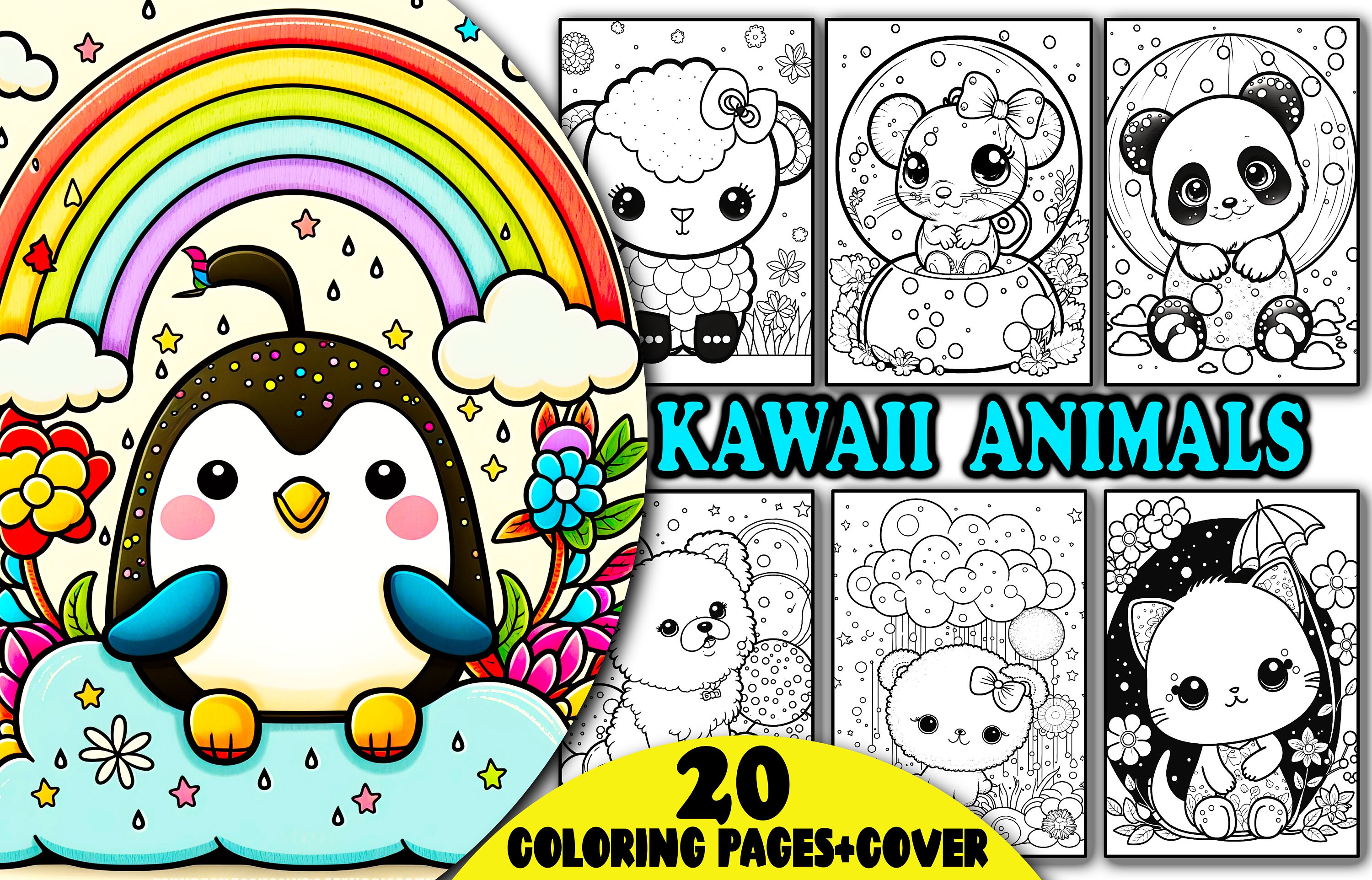 Animals Coloring Books For Kids Ages 2-4: Super Cute Kawaii Coloring Pages  for Teens (Baby Genius #3) (Paperback)