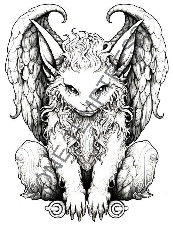 Fantasy Mythical Creatures Coloring Pages, Cute Magical Animals Coloring  Pages for Adults, Printable Coloring Book, Digital Coloring PDF 