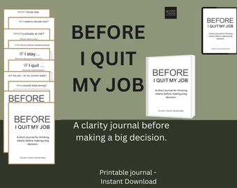 Feuille de travail avant de quitter mon emploi - Réflexion sur la carrière à imprimer - Clarté de l'épuisement professionnel PDF