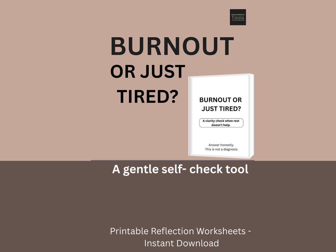 Tired Worksheet Burnout or Just Tired Worksheet – Mental Exhaustion & Stress Reflection ...