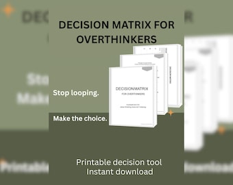Matrice de décision pour ceux qui réfléchissent trop, feuille de travail sur la clarté, outil d'analyse de l'anxiété (téléchargement PDF)