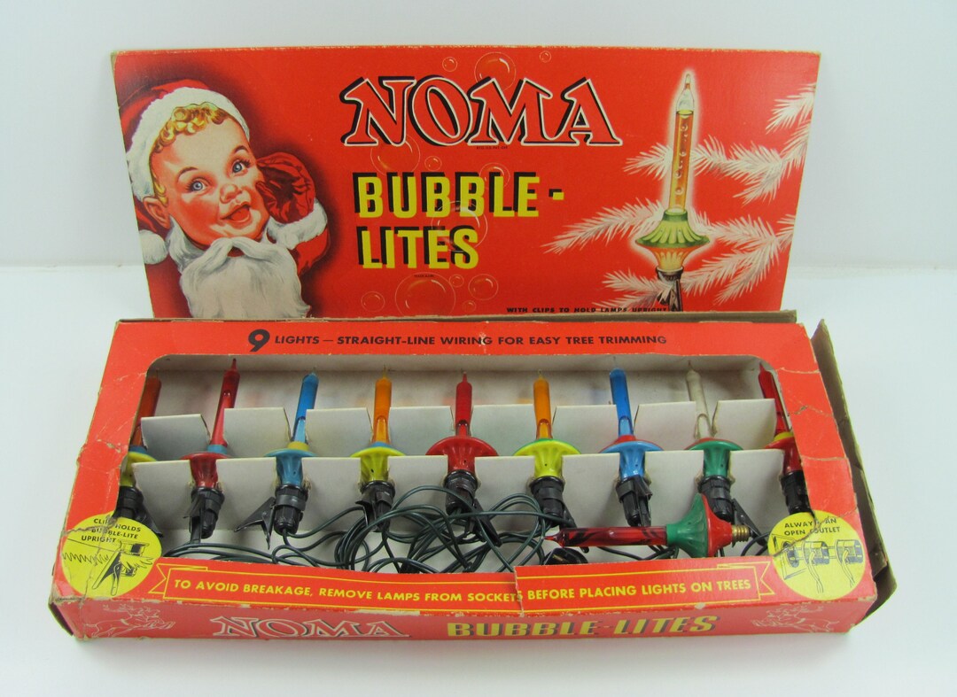 Vintage 1948 C6 Noma Bubble Light Set WORKING Includes Box, Cord and